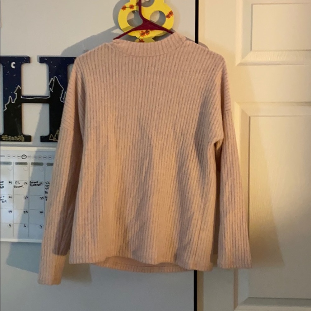 Pink Fuzzy Ribbed Sweater